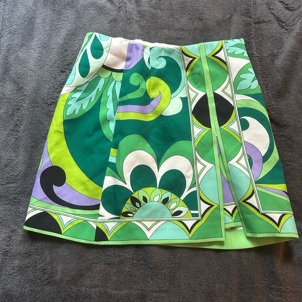Green Patterned Zara Women's Skirt